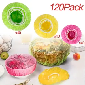 120 PCS Bowl Covers Reusable, Elastic Food Storage Covers Plastic Shower Cap Fresh Keeping Bags for Sourdough Bread, Alternative to foil