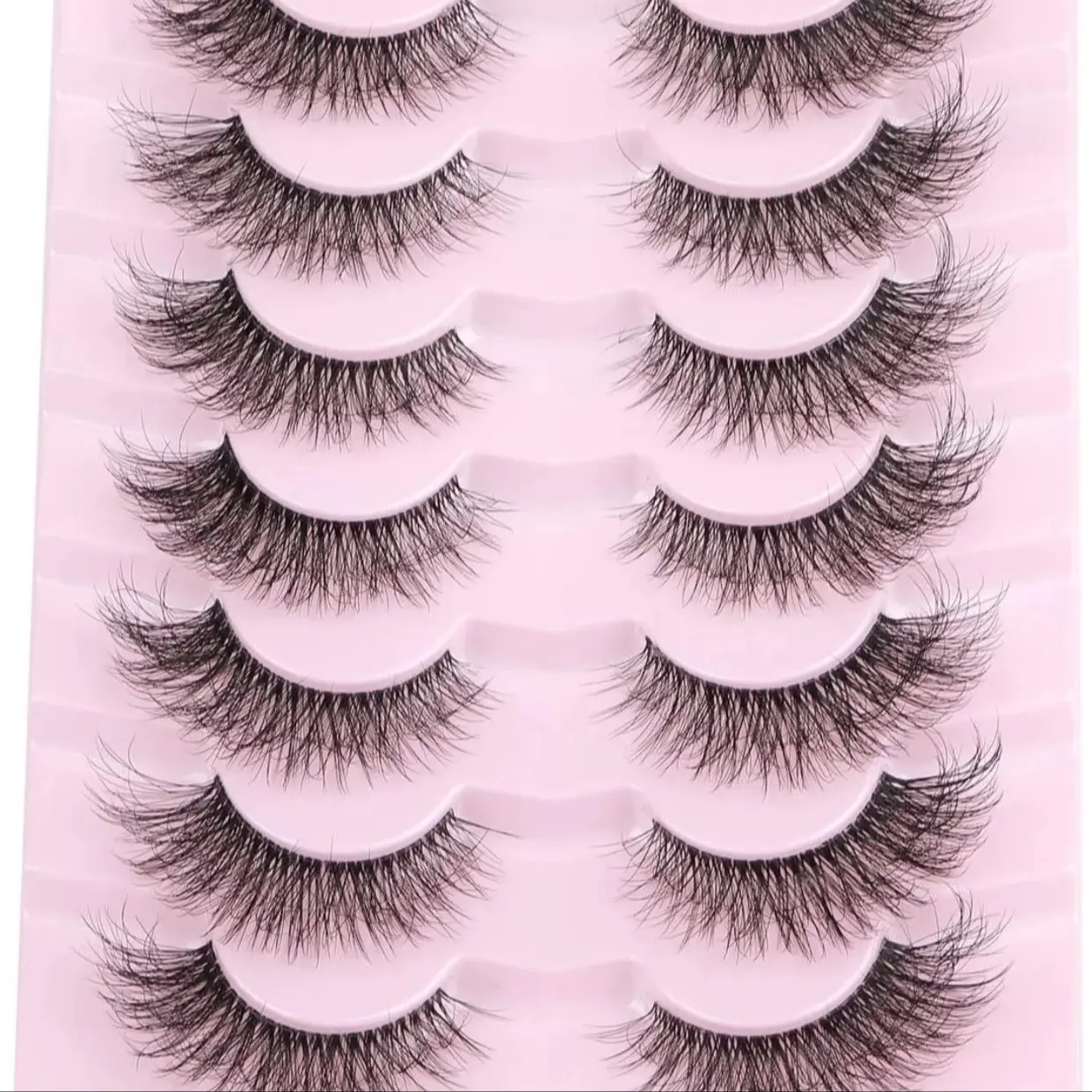 Clear Band Faux Mink Lashes Fluffy 16mm Cat Eye Transparent Band Wispy Eyelashes Invisible Strip Lashes Pack - False Eyelashes - Cosmetic, Makeup