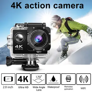 Action Camera 4K Ultra HD Waterproof Wireless Remote Control 32GB Memory 170° Wide Angle Lens for Mountain Racing Water Sports New Year Gift