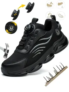 Men's Safety Shoes Steel Toe Kevlar Anti-Puncture, Casual Low Top Closed Work Boots for Spring & Fall, Industrial Outdoor Construction Worker Footwear Steel Toe Workshoes