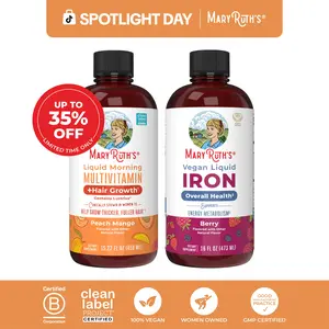 MaryRuth's Daily Health & Hair Growth + Iron Bundle - Liquid Morning Multivitamin + Hair Growth  & Liquid Iron - Beauty Supplement