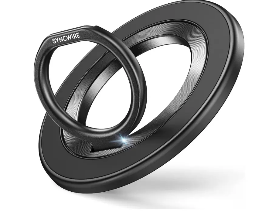 SYNCWIRE Magnetic Phone Ring Holder for MagSafe, 360° Rotation Cell Phone Grip Stand Finger Ring Kickstand Two-Sided Magnet Compatible with iPhone 17 Pro Max 16 15 14 13 12 MagSafe Accessories
