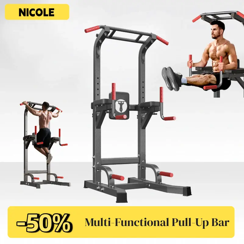 Nicole Selection Ultimate Power Tower Home Fitness Equipment - 500LBS Capacity Unisex Pull Up Bar, 10 Height Settings Adjustable Dip Station, Multi-Function Strength Training Station with Safety Lock Nut for Gym Workout, Christmas Gifts (40YKMF6210)