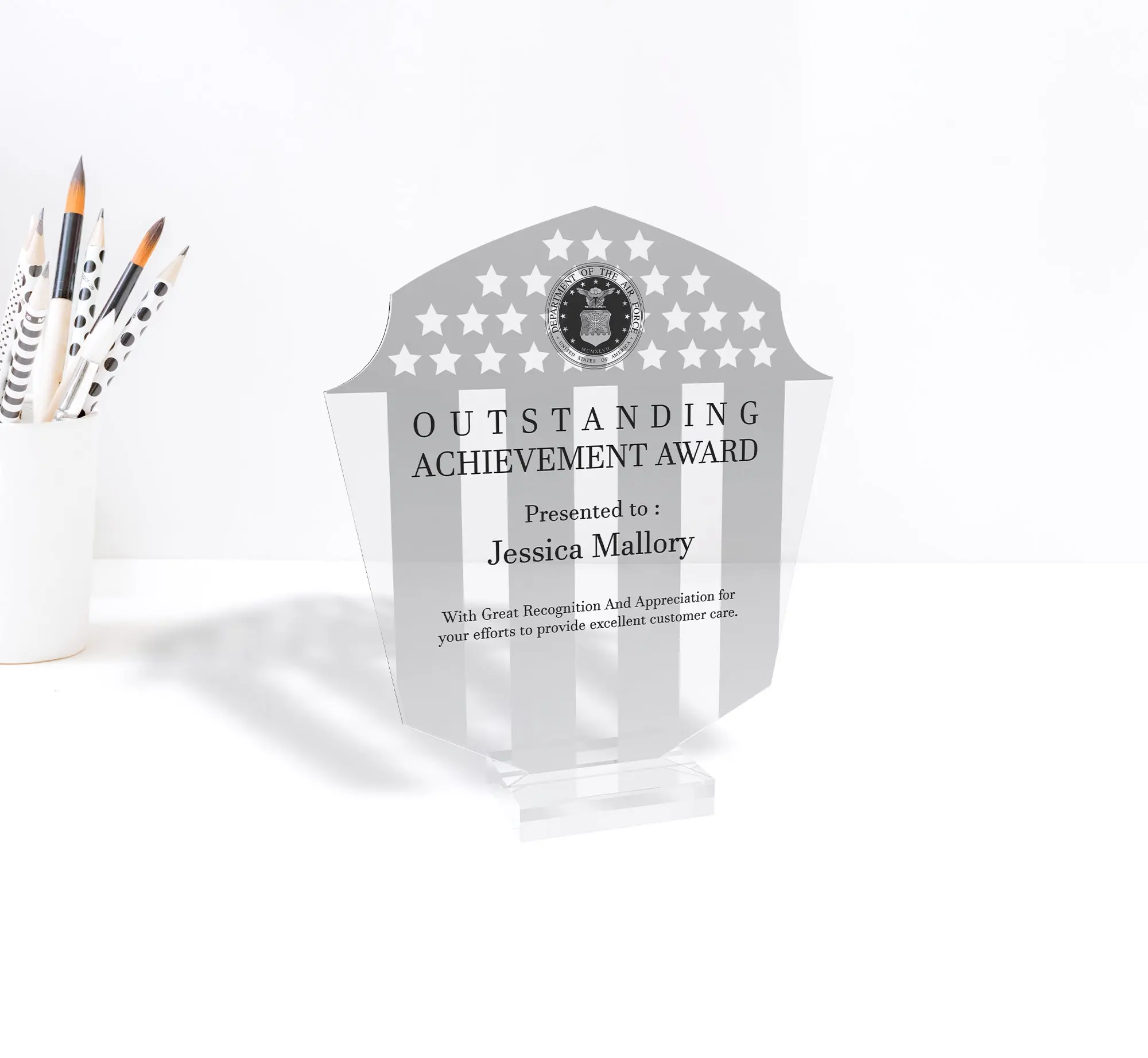 Personalized Employee Award Plaque with Logo | Recognition Trophy | Thank You Gift | Corporate Award | UV Printed Award