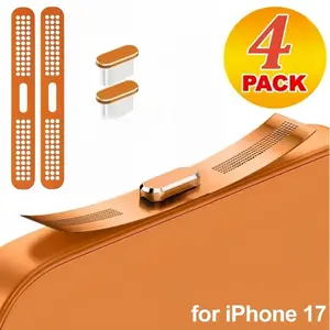 4pcs Metal Dust Plugs, Durable Speaker Dust Stickers for Smartphone iPhone 17 Pro/17 Pro Max, Includes Speaker Protection Case and Metal Dust Plugs, Accessories