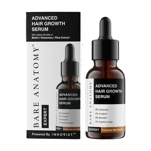 Bare Anatomy Advanced Hair Growth Serum| 3% Redensyl - 2x Better Results than Minoxidil | + 4% Anagain + 3% Baicapil | Rosemary, Biotin | Hair growth & Hair fall control serum for Women & Men | 30mL Haircare Blend