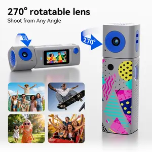 【Free 16GB Memory Card】Mini Keychain Vlogging Camera – Tiny Lipstick-Sized Camcorder for Pictures & Videos, 270° Rotating Lens, 21 Color Filters, Portable Retro Y2K Gadget vlog