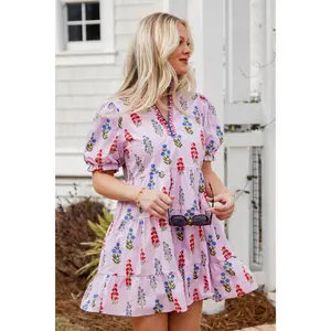 Flora Lavender Babydoll Mini Dress