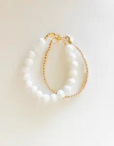 Littlelundsco Classy White Bubble Bracelet with Gold Layered Design - Top Seller Jewelry for Every Outfit