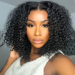 Kinky Curly Glueless Wigs Ready Wear Go Wig Afro Curly Lace Front Wig Real Human Hair Wigs 7x5 HD Lace Closure Wig Short Bob Wig Pre Cut Natural Hairline Beginner Friendly