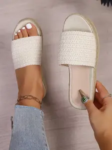 New Women's Fashion Wedge Heel Thick Sole Beach Slides Sandals Slippers Boho Style Slides Comfortable Casual Shoes, Stylish Summer Footwear for Daily Wear