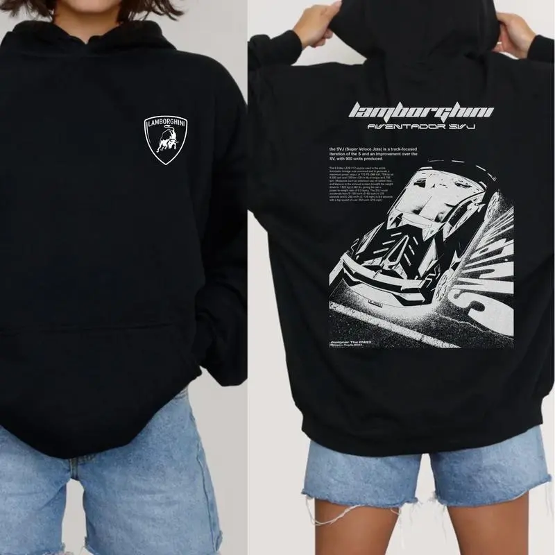 Classic Lamborghini Aventador SVJ T-shirt Sweatshirt Hoodie, Unisex, Racing Shirt, Car Hoodie, Classic Cotton Menswear Womenswear