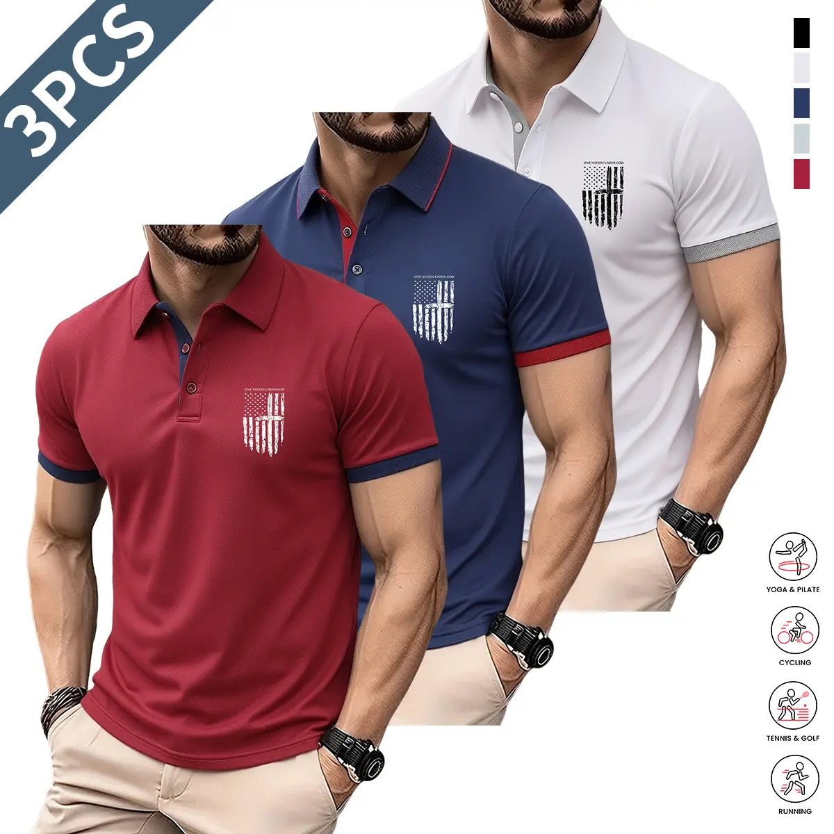 Red + Dark Blue + White