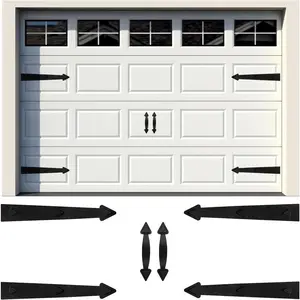 Classic Style Decorative Magnetic Garage Door Hardware Set - 4 Magnetic Hinges + 2 Magnetic Handles for Iron Garage Doors
