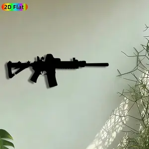 1pc Tactical Rifle Silhouette Metal Wall Art, Modern Rifle Statue Mural, Intricate Craftsmanship, Iron Craft, Perfect for Fathers Day, Housewarming Decor, Modern Home Decor, Perfect for Man Cave Office Garage Decor, Ideal Gift for Gun Enthusiasts.