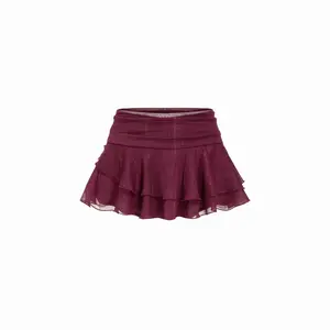 Cider Shimmering Low Rise Ruffle Bubble Mini Skirt