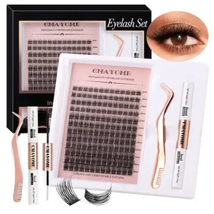 144Pcs Wispy Lash Extension Kit, Individual Wide Stem Cluster Lashes (D Curl 8-16mm), Gentle Soft False Lashes with Lash Bond & Seal, Tweezers, DIY At-Home Makeup for Beginners