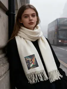 Palestinian Flag Child Artwork Scarf Winter Fashion Accessory for Women Men Unisex Cozy Warm Shawl Soft Wrap Suitable for Casual Outdoor Events Travel Gift for Christmas Thanksgiving New Year Birthday Holiday Celebration