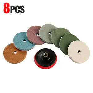 8PCS 4"/100MM Diamond Sponge Polishing Pads - for Granite, Marble, Terrazzo & Concrete - Wet Grinding Discs Stone Abrasive