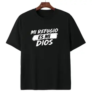 Mi Refugio Es Mi Dios T Shirt, Spanish Christian Faith Tee, Religious Refuge In God Quote Tshirt, Casual Short Sleeve T-Shirt for Church, Latinx Believer Apparel T-Shirt