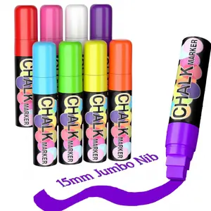 Window Paint Markers for Glass Washable: 8 Pack 15mm Jumbo Liquid Chalk Marker, Neon Glass Markers Pen, Wet Erase for Cars, Auto, White Board, Chalkboard, Black board, Tire, Mirrors, Bistro - 8 Colors