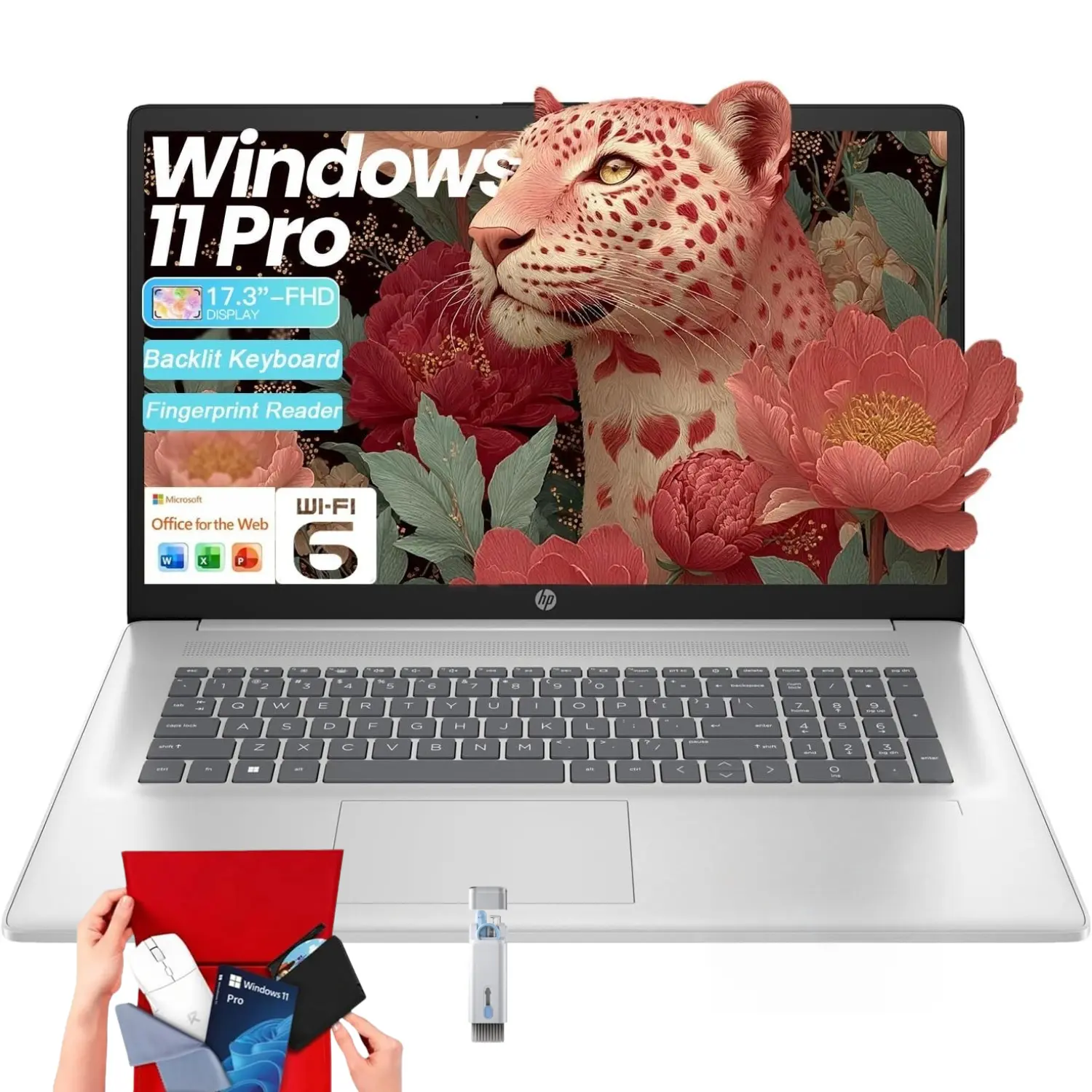HP 13th Gen Essential Business 2-in-1 Laptop - 17.3" FHD Display, Intel Core i5-1334U (12 Threads), Up to 32GB RAM, 512GB SSD (Solid State Drive Laptop), Wi-Fi 6, Webcam, Backlit Keyboard, Windows 11 Pro, Silver, 200g Bundle Accessory