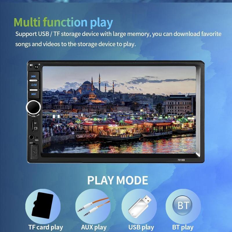 Double Din Car Stereo Car Radio with Bluetooth 7 Inch Touch Screen FM Radio Link USB 2 Din Car Audio Receiver Remote Control Steering Wheel Control Backup Camera