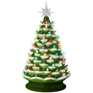 Best Choice Products 18in Ceramic Christmas Tree, Pre-lit Hand-Painted Holiday Decor w/ 93 Lights
