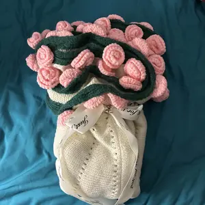 Finished Flower Bouquet Blanket,Handmade Crochet Flower Blanket,Soft Knitted Throw Rose Blanket, Romantic Gift for Birthday Wedding Valentine’s Day Mother's Day Christmas for Mom Girls and Sisters