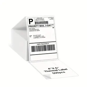 500 4x6 Fanfold Direct Thermal Shipping Labels for Zebra & Rollo Printers