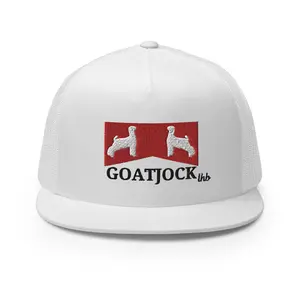 Lazy H Beadwork Goat Jock Trucker Cap - White, Structured High Profile Cap