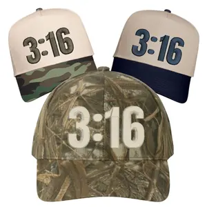 Rise Stronger & Co. 3:16 Christian Hat John 3:16 Five-Panel Twill Cap Faith-Based Streetwear Adjustable Strap Durable Breathable Embroidered Design Cotton Blend