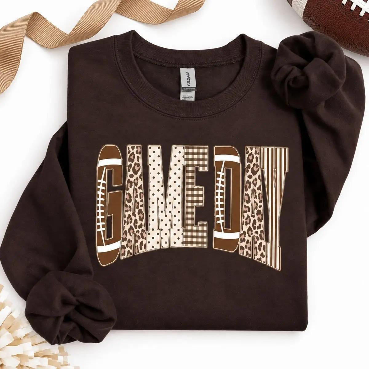 (Youth & Adult) Game Day Football Leopard Gingham Graphic Design Sweatshirt, Cute Crewneck Pullover, Football Mom Tailgate Outfit, Fall Game Day Gift for Women, Apparel Made In The USA | By Legacy Graphic