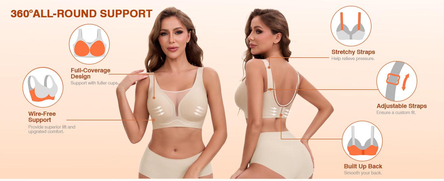 XEY [Womens Comfortable Deep V Everyday Bras] Wireless Bras Push Up Bralettes Seamless Tshirts Bras Lace Brassiere Fit Womenswear