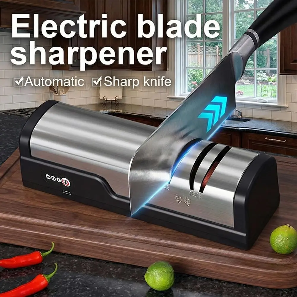 Professional Portable Electric Knife Sharpener, Adjustable Angle, Suitable for 20 Degree Straight Blades, Kitchen Tool Sharpening and Polishing, Kitchenware