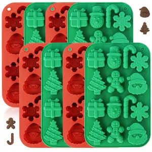 Silicone Cookie Baking Mold Set - Non-Stick Heat-Resistant Cookie Cutters For Oven/Freezer/Dishwasher, Reusable Cake Decorating Tools With 8 Shapes (Snowflake/Star/Heart/Tree Etc.)