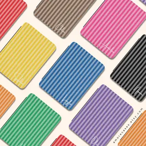 Striped Personalized Kindle & Reading Tablet Case with Magnetic Closure Stretch Hand Strap for 7" 2024 Paperwhite & Colorsoft Models Black Back