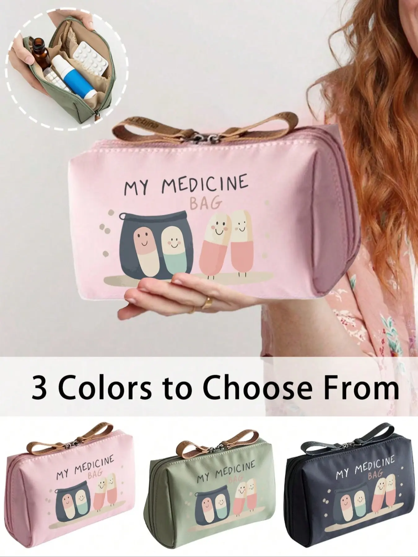 1pc Portable Medicine Bag, Travel Organization Pouch, Compact Pill Organizer & First-Aid Pouch, Travel-Friendly Medication Storage for Daily/Outdoor, Portable Medical Emergency, Travel Supplies, Traveling Essentials
