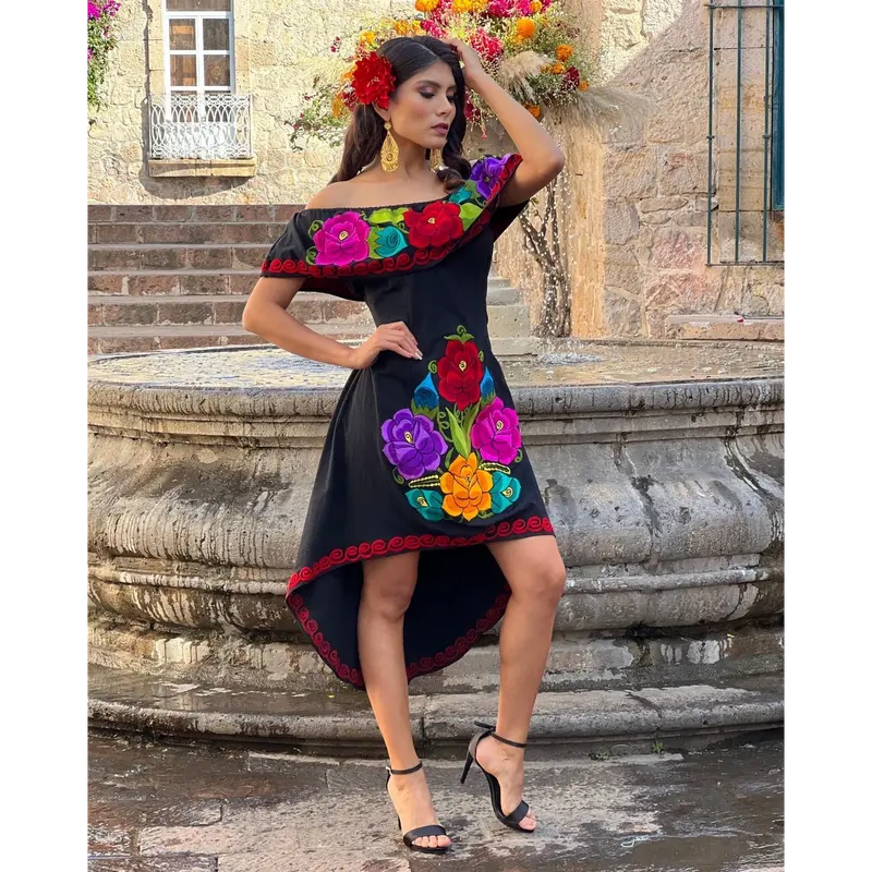 sachin and babi light blue dress Embroidered Mexican Dresses