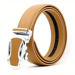 Male automatic buckle belts for men authentic girdle trend men's belts ceinture Fashion designer women jean belt Long 110-130 CM Leather Style Brown