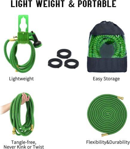 High Quality Car Washing Hose 3/4 in. x 50 75 100ft HEAVY DUTY Kink Free 4X Stronger Expandable Flexible Garden Water Hose with 10 Function Nozzles for Yard Outdoor Garden Watering Car Wash Lawn and RV