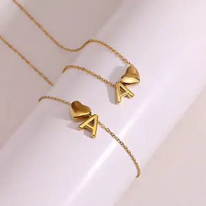 Turandoss Dainty Golden Heart Initial Necklaces for Women, A-Z Letter Tag Pendant, Personalized Jewelry, Ideal for 1-2 Gifting Occasions (Birthday, Anniversary),summervibes outdoorfun