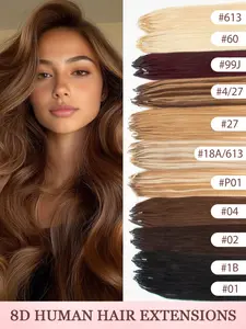 8D Nano Micro Link Hair Extensions Human Hair - 50 Strands Straight Ash Blonde Highlighted Bleach Blonde - Invisible Mini Silicone Beads Micro Bead Hair Extensions for Daily Volume, Weddings, Parties