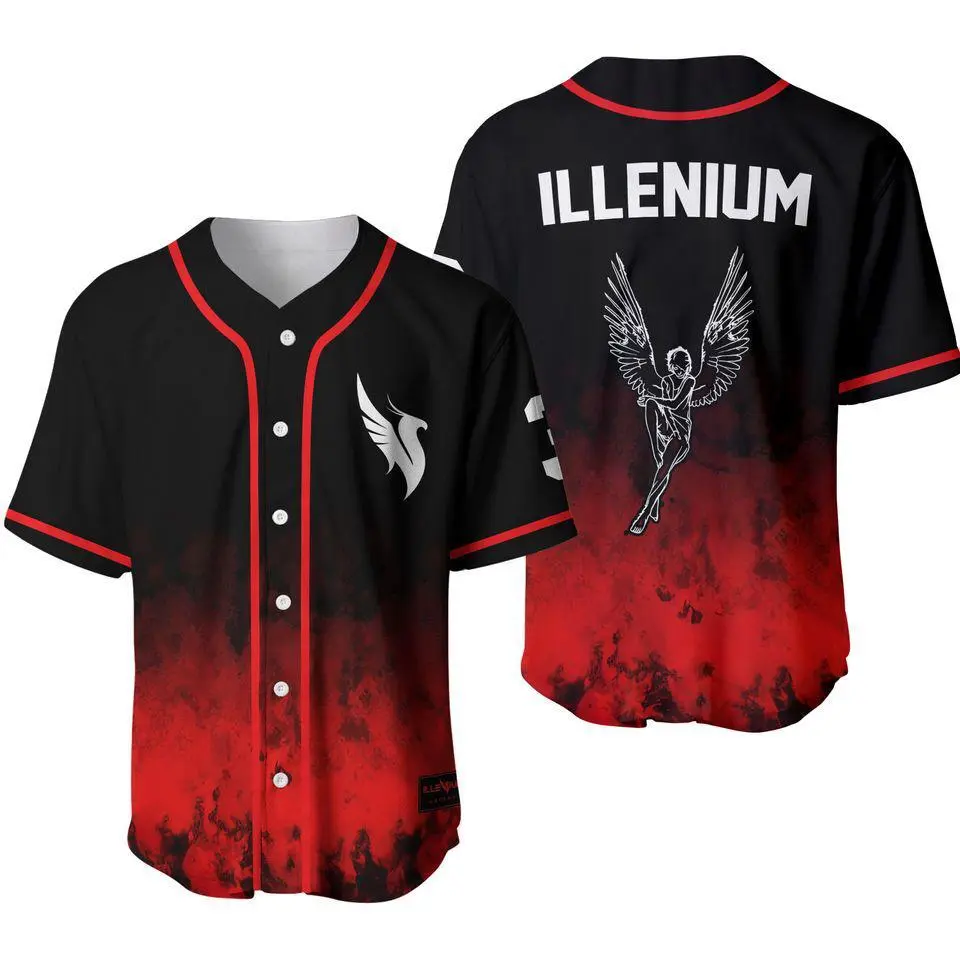 Illenium Jersey Mens Medium Black Red Tour Festival Rave EDM, Baseball Jersey Shirt, Casual Sport Streetwear, Everyday Outfit