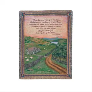 212 MAIN Colorful Irish Cotton Jacquard Weave Tapestry Throw Blanket - 50x60 in Rectangular Ireland Blessing Decor Piece, Cold Wash Safe