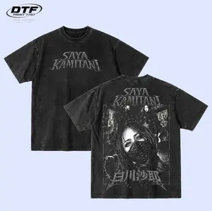 Saya Kamitani Vintage Washed T-Shirt, Oversized Japanese Dark Graphic Tee, Gothic Streetwear Shirt, Unisex Alt Fashion
