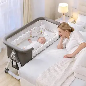 3-in-1 Baby Bassinet & Bedside Sleeper for Newborns (0–6 Months), Adjustable Height Crib with Wheels, Foldable Portable Infant Cradle with Breathable Mesh & Mosquito Net new gifts folding bed sidesleeper design comfy mattress