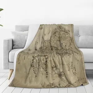 Classic Middle Earth Map Blanket Warm Throw Blanket Soft Flannel Blankets 50"X40"