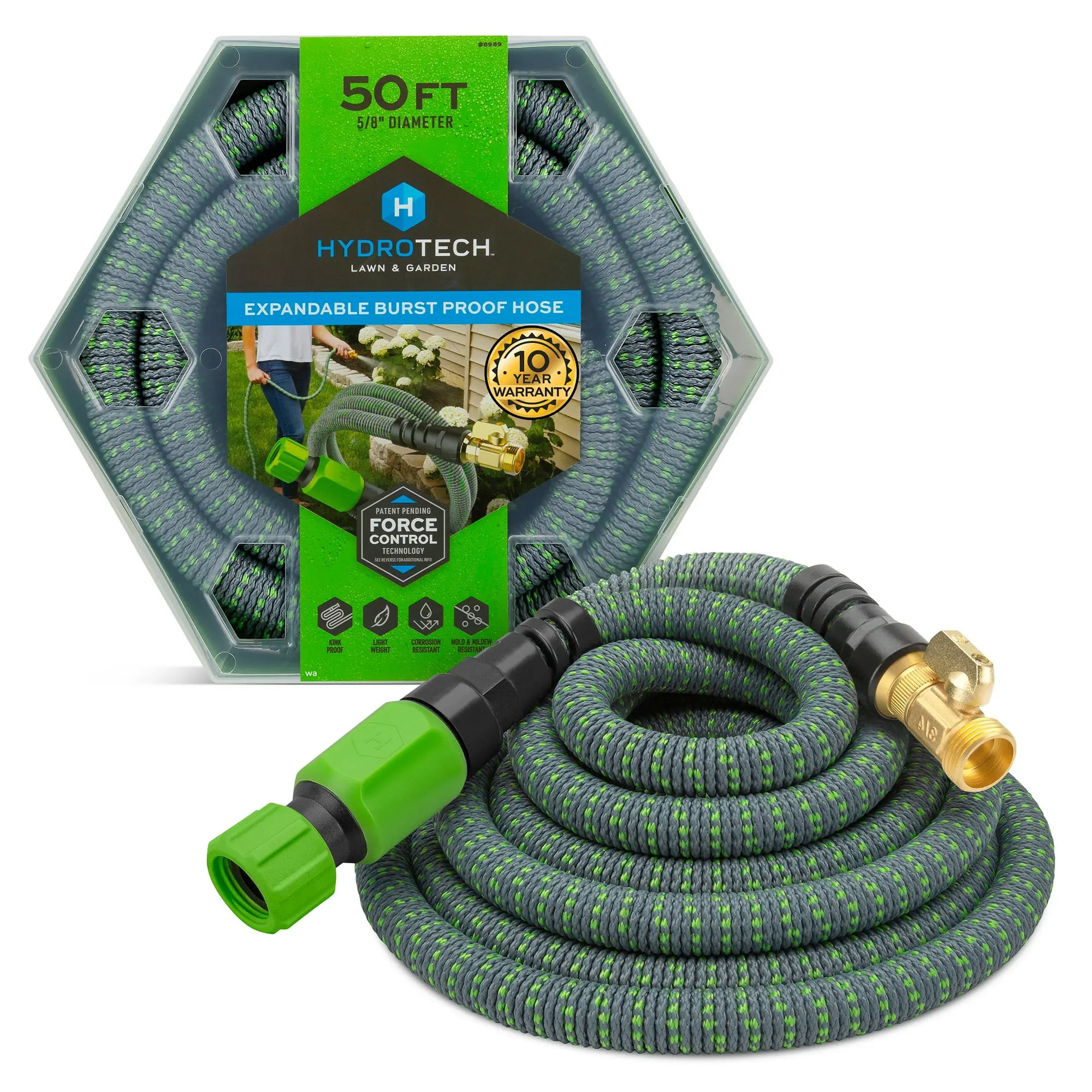 HydroTech Burst Proof Expandable Garden Hose - Water Hose 5/8 in Dia. x 50 ft