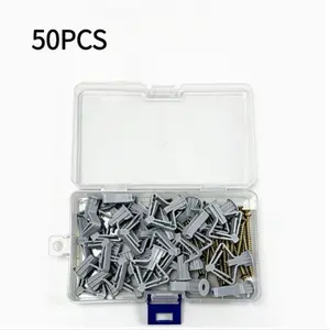 50/100 Set Hollow Wall Anchor Kit with Screws, Self-Drilling Hollow Wall Anchors, Butterfly Expanding Tubes, for Drywall Hanging
